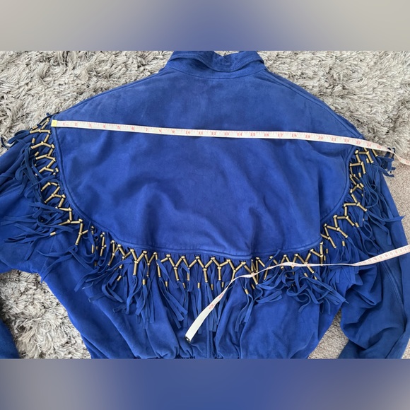 Vintage Gianni Versace 1990 Suede Leather Unisex Jacket With Beaded Fringe - Picture 15 of 17